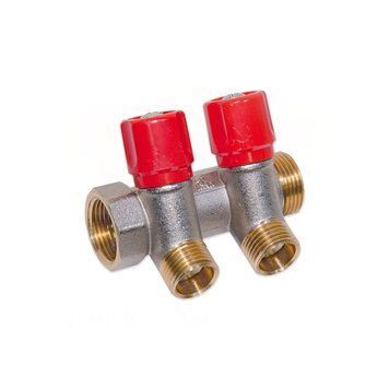 202B05040A Коллектор с вентилями &Oslash;3/4&Prime; х 2 х 1/2&Prime; ЗР хром (red/красный) I=36 мм BIANCHI 84044 фото