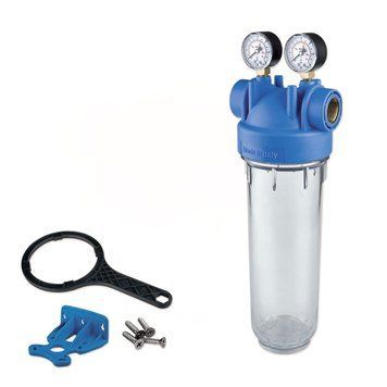 ZA1380331 Фільтр-колба DP M MONO TS (прозора) &Oslash;1/2&Prime; OT (латунь) 10&Prime; 45&deg;C 8 bar + 2 манометри KIT Atlas Filtri s.r.l. 104071 фото
