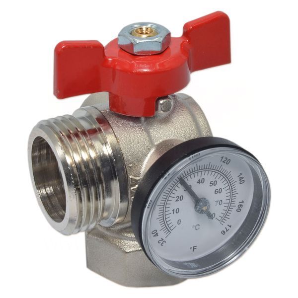 422H00060F Кран коллектора с угловым термометром &Oslash;1&Prime; ВЗ (red/красный) BIANCHI F.LLI SPA 84764 фото