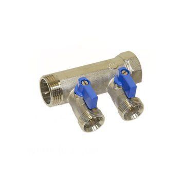 202C06050D Коллектор с шаровыми кранами &Oslash;1&Prime; х 2 х 3/4&Prime;ЗР (blue/синий) I=45 мм BIANCHI F.LLI SPA 84055 фото