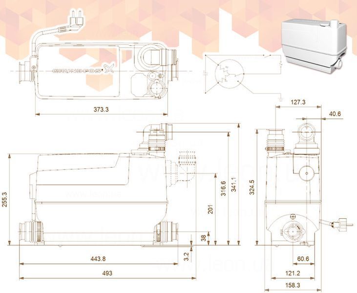 97775317 Канализационная установка Sololift 2 C-3 75&deg;C GRUNDFOS 28713 фото