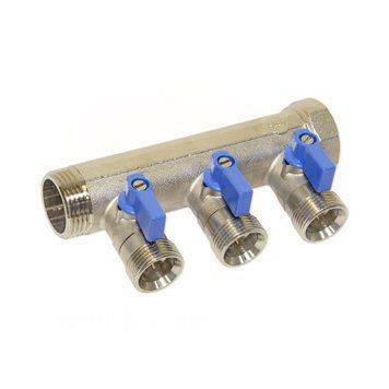 203C06050D Коллектор с шаровыми кранами &Oslash;1&Prime; х 3 х 3/4&Prime;УР (blue/синий) I=45 мм BIANCHI F.LLI SPA 84057 фото