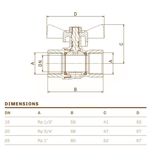 79520004 Кран газовый шаровой MISSUORI GAS &Oslash;1/2&Prime; ВВ &Prime;бабочка&Prime; &ndash;10&deg;C/+60&deg;C Idrosanitaria Bonomi 83116 фото
