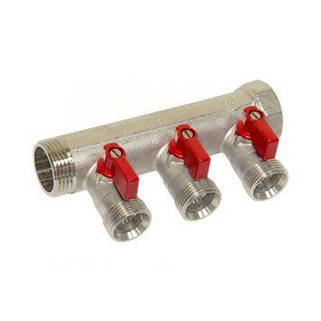 203C06050A Коллектор с шаровыми кранами &Oslash;1&Prime; х 3 х 3/4&Prime;УР (red/красный) I=45 мм BIANCHI F.LLI SPA 84056 фото