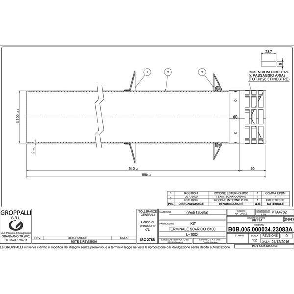 BB534 Кінцевий елемент ГВ для конденсаційних котлів &Oslash;100 mm GROPPALLI S.R.L. 92029 фото