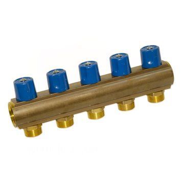 235E06050D Коллектор с вентилями &Oslash;1&Prime; х 5 х 3/4&Prime;ЗР (blue/синий) I=50 мм BIANCHI F.LLI SPA 84095 фото