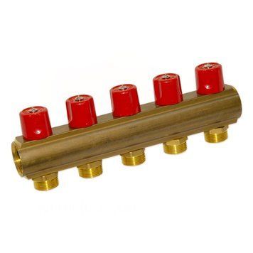 235E06050A Коллектор с вентилями &Oslash;1&Prime; х 5 х 3/4&Prime;УР (red/красный) I=50 мм BIANCHI F.LLI SPA 84094 фото