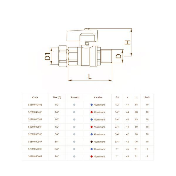 528M04040E Кран прямой &Oslash;1/2&Prime; С х 1/2&Prime; В с накидной гайкой (blue/синий) BIANCHI F.lli SpA 84624 фото