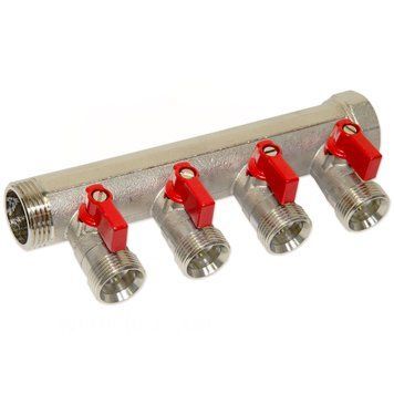 204C06050A Коллектор с шаровыми кранами &Oslash;1&Prime; х 4 х 3/4&Prime;УР (red/красный) I=45 мм BIANCHI F.LLI SPA 84058 фото