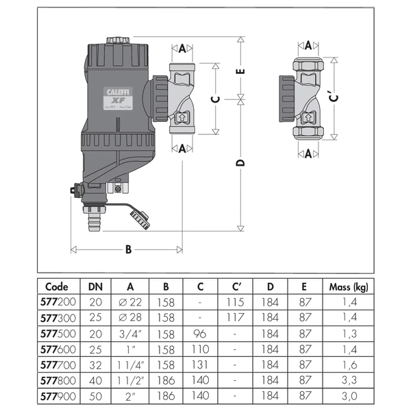 577600 Фильтр полуавтоматический самоочищающийся CALEFFI XF&reg; &Oslash;1&Prime; универсальный с магнитом (композит) 3,0 bar 0&ndash;90&deg;C 15 &mu;m Caleffi Spa 32099 фото