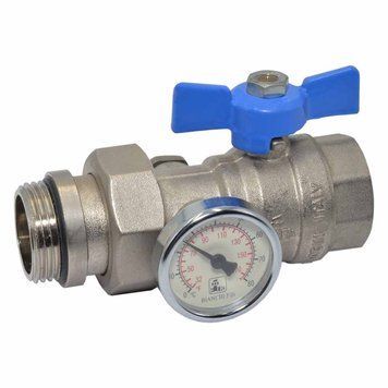 422MC0060E Кран-американка 1&Prime; с термометром 0&divide;80 &deg;C (blue/синий) &Prime;бабочка&Prime; BIANCHI F.lli SpA 84689 фото