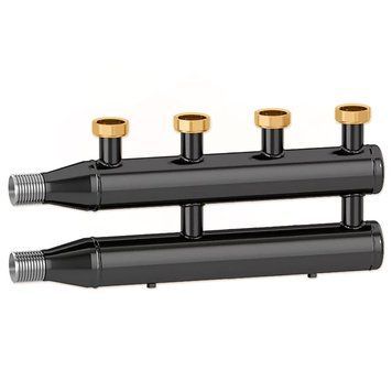 550020 Стальной коллектор &Oslash;1 1/4&Prime; С x 1 1/2&Prime; В (накидные гайки) 2 пары 125 мм 10 bar 5&divide;110&deg;C Caleffi Spa 52587 фото