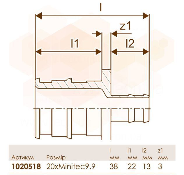1020518 Соединитель PE-Xa Q&E редукционный &Oslash;20 x 9,9 мм вкл. 1 PE-X кольцо 9,9 и 20 Uponor GmbH 80036 фото