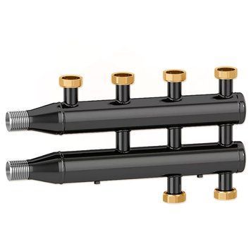 550021 Стальной коллектор &Oslash;1 1/4&Prime; С x 1 1/2&Prime; В (накидные гайки) 2+1 пара 125 мм 10 bar 5&divide;110&deg;C Caleffi Spa 52588 фото